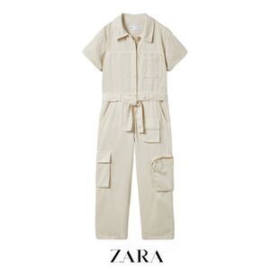 ZARA Kids | Ecru | DENIM CARGO JUMPSUIT